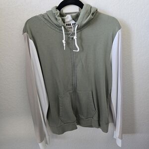 Pink Victoria's Secret Green and White Hoodie